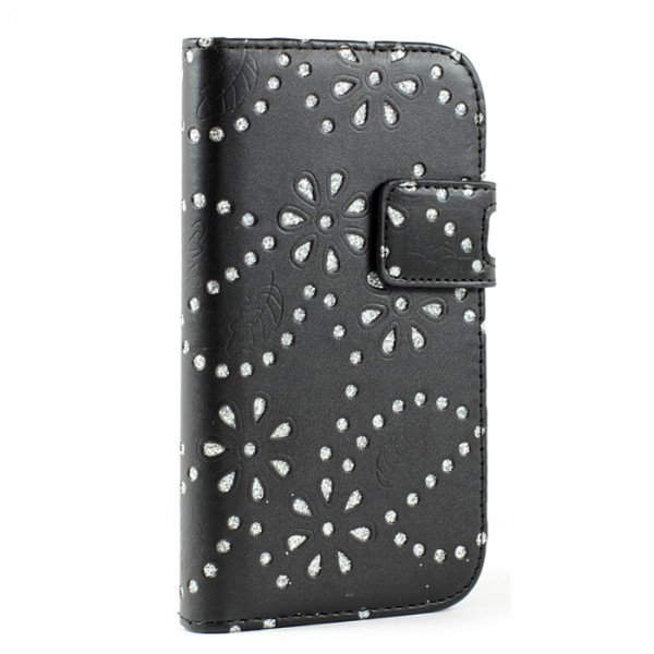 Wholesale Galaxy S3 /i9300 Diamond Flip Leather Wallet Case with Stand (Black)